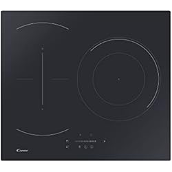 Candy Ctp63Sc E1 Candy CTP63SC/E1, Placa Inducción, 3 Zonas, 60CM, 9 Niveles de Potencia, 7,5KW, Mandos Centrales, Temporizador, Bloqueo de Seguridad, Indicador de Calor, Alerta Sobrecalentamiento y Derrames, Negro