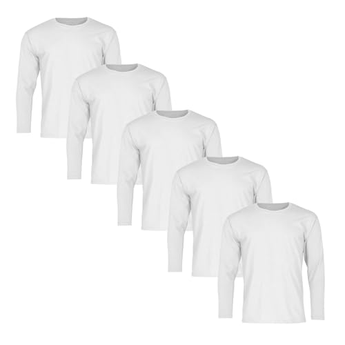 Fruit of the Loom 5er Pack Valueweight Long Sleeve T Herren Langarm Shirt, White, L