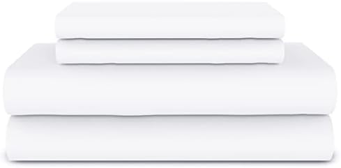 Trou Vaille TROUVAILLE 4Pcs Extra Deep Pocket Full Size Sheet Set - 100% Cotton & Polyester Sheets ,Wrinkle Free, Breathable Cozy Bedsheets Set, Cotton Rich Percale Bedding Sheet Set, White (BS-P)