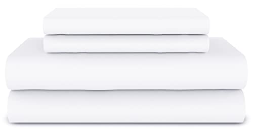 Trou Vaille Trouvaille 4Pcs Extra Deep Pocket Full Size Sheet Set - 100% Cotton & Polyester Sheets ,Wrinkle Free, Breathable Cozy Bedsheets Set, Cotton Rich Percale Bedding Sheet Set, White (Bs-P) #TOP15