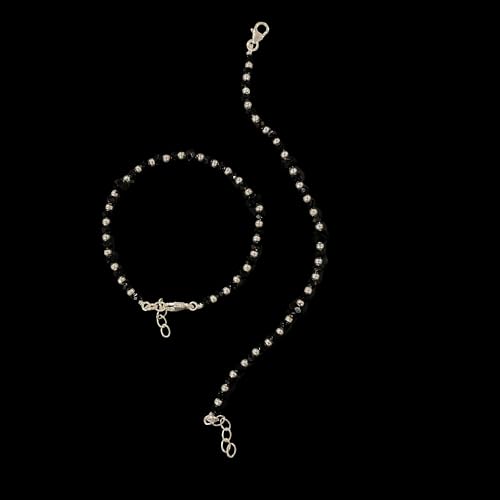 925 Sterling Silver Black Beads Najariya - Style#184