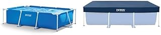 Intex 28272NP Small Frame - Piscina Desmontable, 300 x 200 x 75 cm, 3.834 litros + 28038 - Cobertor Piscina Rectangular Prisma/Small Frame 300 x 200 cm, Color Azul