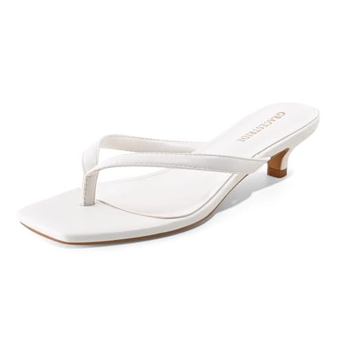 Image of Women's Flip-Flops Kitten Heels Thong Sandals For Women Square Toe Slip On Fashion Summer Dress Sandals