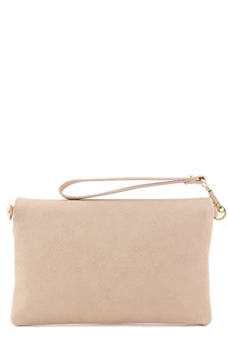 Fashionpuzzle Envelope Wristlet Clutch Crossbody Bag With Chain Strap (Nude) One Size #TOP3