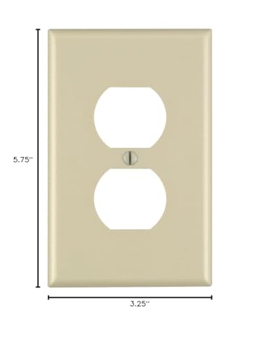 Image of Leviton 1-Gang Duplex Device Receptacle Wallplate, Midway Size, Thermoset, Device Mount, 80503-I, Ivory