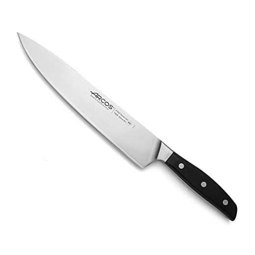 Arcos Cuchillo Chef Forjado 10 pulgadas Acero Inoxidable, Cuchillo Cocina Profesional para Cocinar, Mango Ergonómico Polioximetileno y Hoja 250 mm, Serie Manhattan, Color Negro