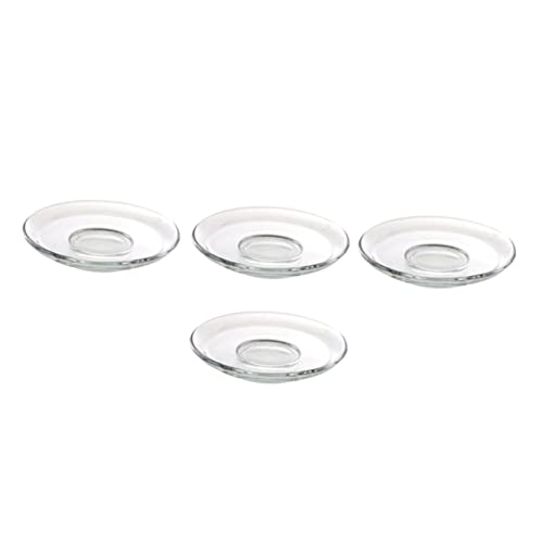 CIYODO 4 Pcs Clear Glass Saucers Round Decorative Plates for Coffee Snacks Desserts and Storage for Home and Kitchen Use