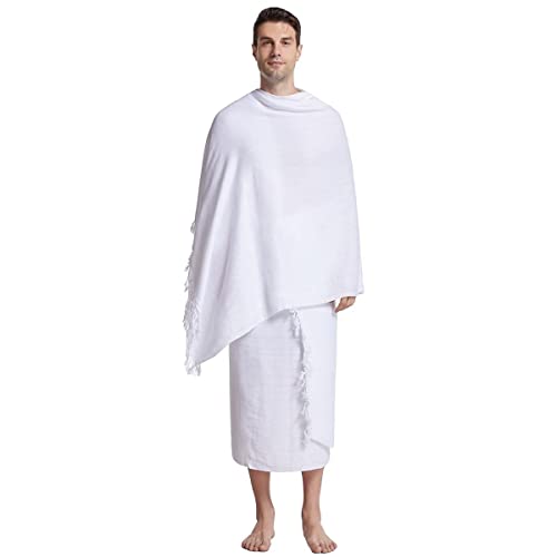 RAHMA Mens MicroFiber IHRAM with an adjustable and unstitched waist BELT with pockets for HAJJ AND UMRA (X LARGE)