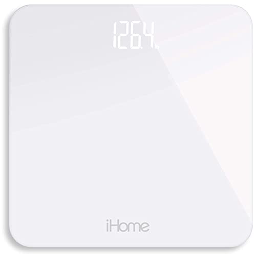 Ihome Digital Step-On Bathroom Scale - Ihome High Precision Body Weight Scale - 400 Lbs, Battery Powered With Led Display - Batteries Included -Great For Home Gym (White) #TOP19