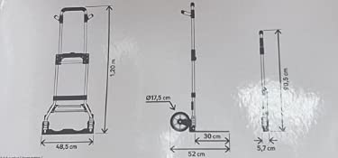 Carretilla DE Mano Plegable DE Aluminio MAX. 100KG 120x52x48.5 cm