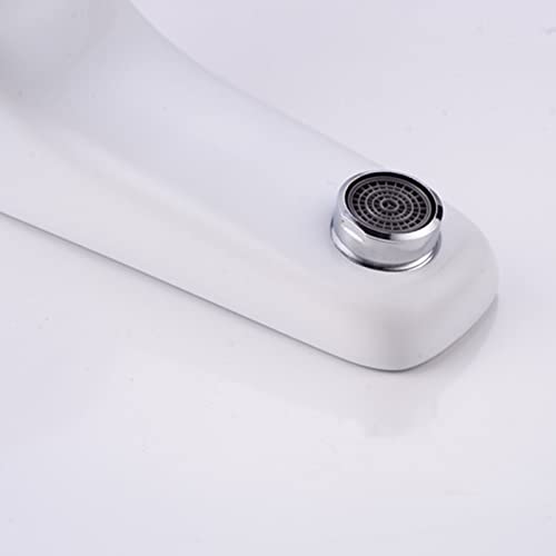 Grifo con sensor para lavabo monomando automático blanco de diseño minimalista 4