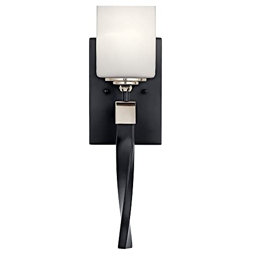 Image of KICHLER Marette 5 inch 1 Light Wall Sconce with Satin Etched Cased Opal Glass in Brushed Nickel