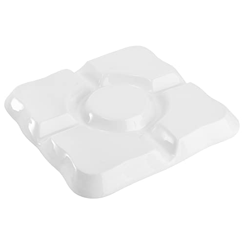 Okllen 3 Pack Porcelain Divided Serving Tray, White Appetizer Tray Platter For Chips And Dip, 5 Compartments Decorative Fruit Veggie Tray Candy Snacks Dishes, Square, 9.5" L X 9.5" W X 1" H #TOP3