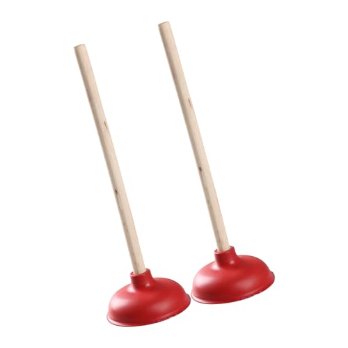 Itkcozcg Desatascador de inodoro con mango de madera resistente para baño y cocina, 2 unidades, para eliminar obstrucciones de drenaje y desatascar el fregadero de la cocina