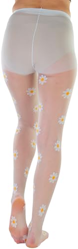 Image of ToBeInStyle Women's Sheer Fashion Ankle Socks & Pantyhose w /Springtime Daisy Design
