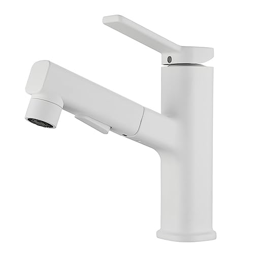 Robinet de lavabo extractible blanc avec 3 modes de jet d'eau