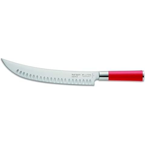 F. DICK – Red Spirit Carving Knife Hektor - Kitchen knife with 10.2" curved blade & 56 HRC - Ideal for cutting large pieces of meat - Stainless steel - Ultra sharp - Ergonomic handle - Made in Germany Cover