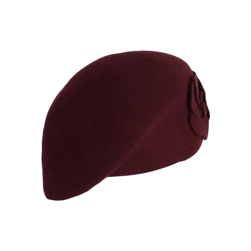 Casco da bicicletta divertente lana calda pillbox berretto rosso, Vino, Taglia unica