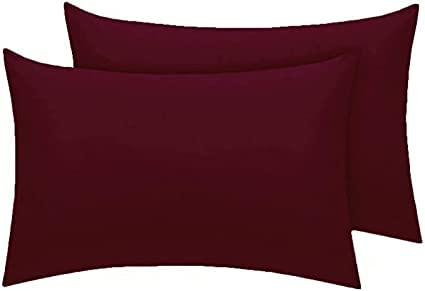 British Home Bedding - Plain Polycotton Percale Flat Bed Sheets - Premium Deluxe Hotel Quality (Chocolate Brown, Pillow Case)