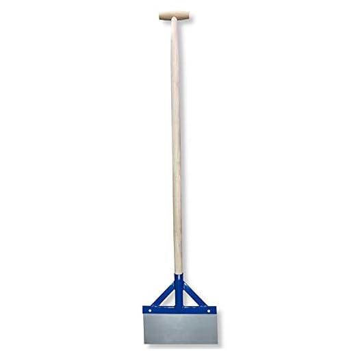 DEWEPRO Stoßscharre mit Holzstiel - Schaber - Farbschaber - extra stabil mit Streben und Federstahlblatt - Breite: 300mm - Gesamtlänge ca. 140cm