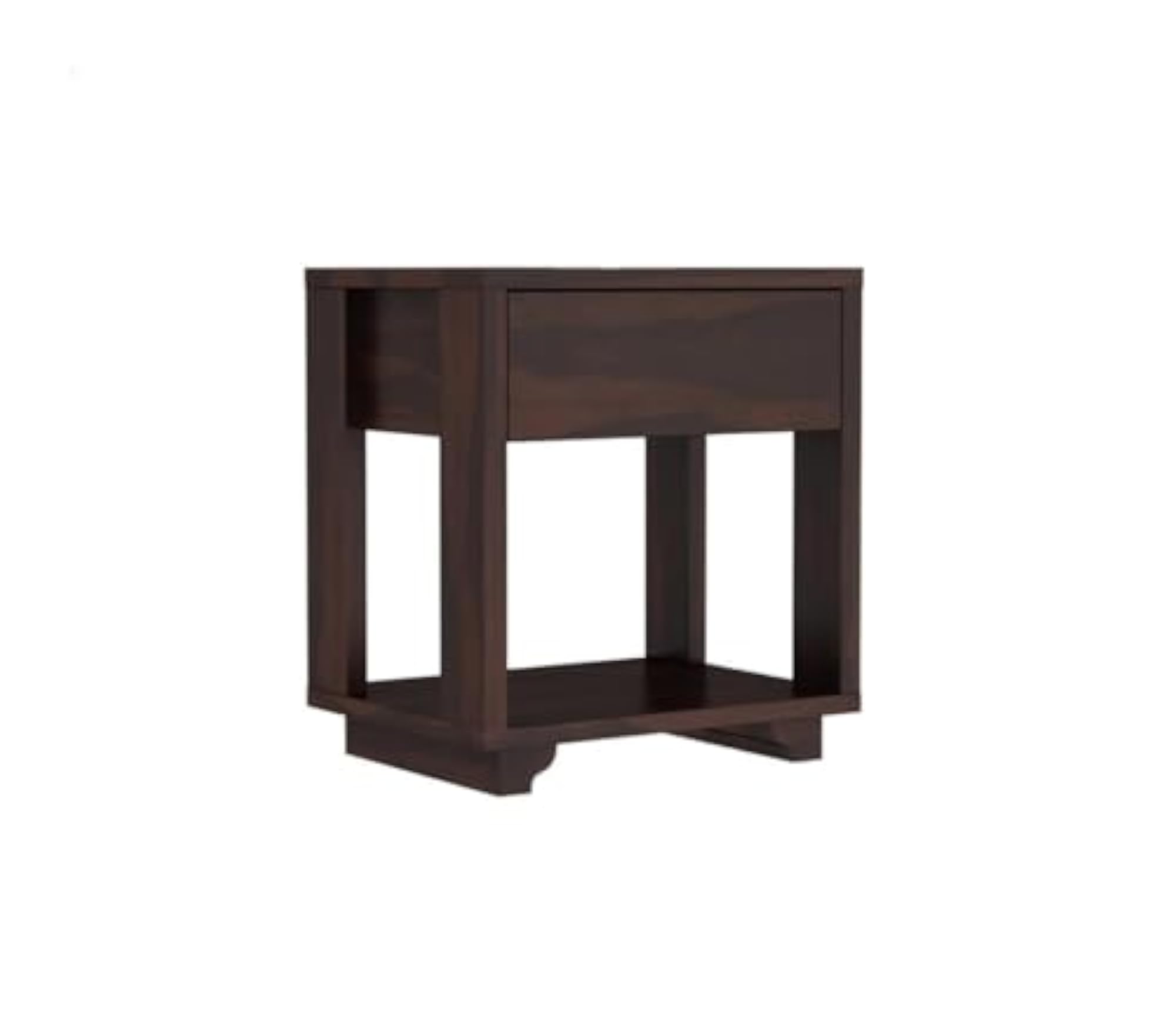 Wooden Bedside Table with Drawer & Shelf Storage