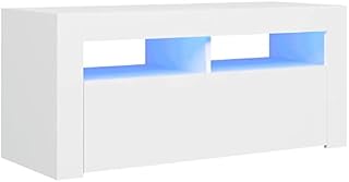 vidaXL TV Cabinet with LED Lights Hifi Stand Media Unit Entertainment Centre Modern TV Unit Desk Bedroom Living Room Furniture White