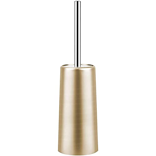 Escobilla de inodoro de acero inoxidable con escobillero y soporte, juego de cepillo limpiador de inodoro para baño (dorado)