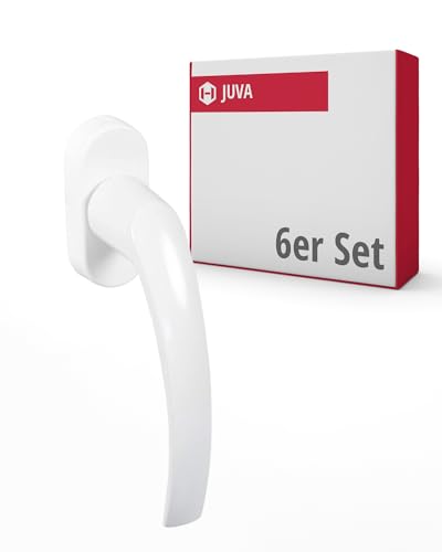 JUVA Window Handle White | Pack of 6 | Window Olive Plastic on Oval Rosette | Rotary Tilt Grid Olive without Locking Cylinder | Design Window Fittings for Windows and Patio Doors and Balcony Doors