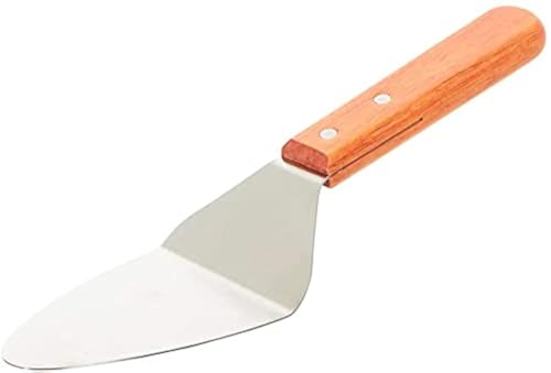 Image of Pie Server Cake Holder Transfer Triangular Spade Spatula for Pizza Cake Baking Wood Wooden Handle Shovel Stainless Steel (Pack of 1)