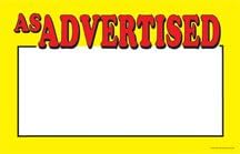 CYA202 Retail Price Signs, Cards "As Advertised" Red & Yellow "Sale" Pack of 100 (7" x 11")