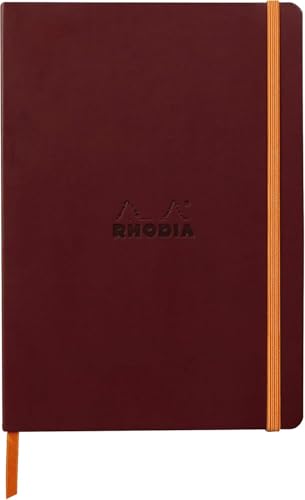 RHODIA 117370C - Wine Soft Notebook - A5 - Lined - 160 pages - Ivory Clairefontaine Paper 90 g/m - Bookmark, Elastic Closure - Faux Leather Cover - Rhodiarama Collection