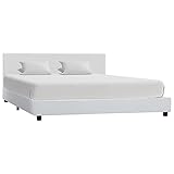 estructura cama 160x200 Esta cama de cuero sintético con un cómodo cabecero se convertirá en el centro de atención de su dormitorio.Hecha de MDF, la estructura de cama es muy robusta y duradera