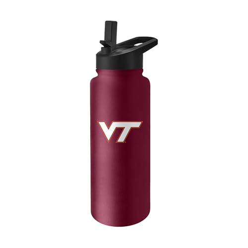Image of Logo Brands NCAA VT Hokies 34oz Logo Quencher Bottle - Double-Wall Insulated, Stainless Steel, No-Spill Lid, Easy Carry Handle