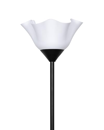 Image of Homesake Sky Ribbed Dome Standing Lamps with Acrylic Shade | Modern Floor Lamp for Living Room | Office | Corner Lamp for Living Room Straight Black (Black, Tulip)