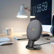 Soporte para Google Nest Mini en color negro con gestion de cable integrada 3