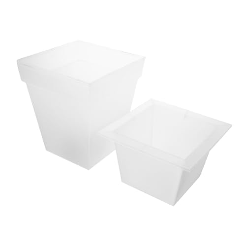 LIFKOME Fioriera Da Esterno Solare Quadrata in Plastica Vaso Luminoso Bianco Per Giardino e Balcone, Lampada Da Fioriera a Energia Solare Installazione a Parete, Luci Decorative Per Cortile Notturno