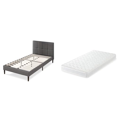 ZINUS�y�Z�b�g�����z�W�k�X Lottie �z����x�b�h�t���[�� �V���[�g�w�b�h�{�[�h�t ���C�g�O���[ �V���O�� + Hi-Bo�|�P�b�g�R�C���}�b�g���X �h�ۖh�_�j���H(15cm/�V���O��/�z���C�g)