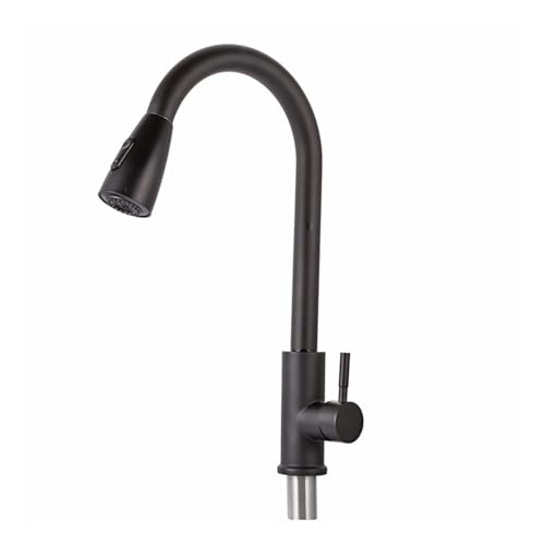 Kitchen Faucet Single Hole Pull Out Spout Kitchen Sink Mixer Tap Stream Sprayer Head Sink Mixer Tap Mounted Tool(Balck)