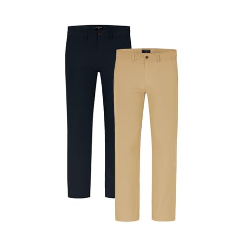 Lista de Pantalones Economicos para Caballero del mes. 45 Holstone 2 Pack Pantalón Chino de Gabardina Straight Fit | Pantalones Rectos para Hombre Ideales para Uso Casual y en la Oficina. (MX/US, Numérica, 38, Regular, Regular, Caqui -...