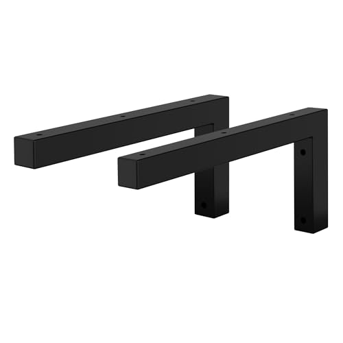 ML-Design 2er Set Wandkonsole für Waschtisch, 300x150 mm, Schwarz, Stahl, Design Waschtischhalterung, Wandhalterung Unterbau für Waschtischplatte, Konsolenträger Regalträger Regalhalter Handtuchhalter