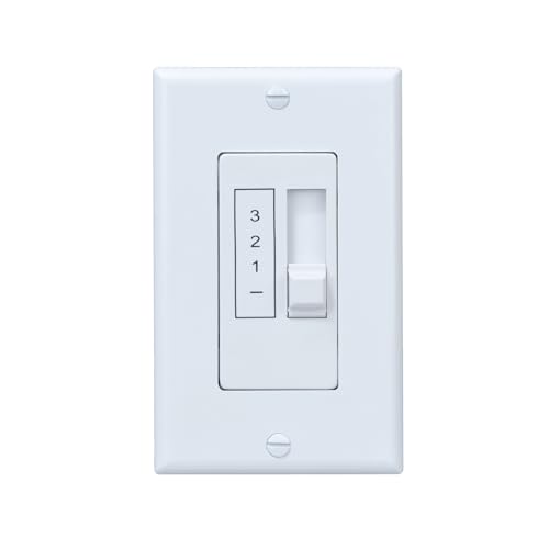 RP Lighting 3 -Speed Single Slide Wall Control for Multi-Fan Use, White