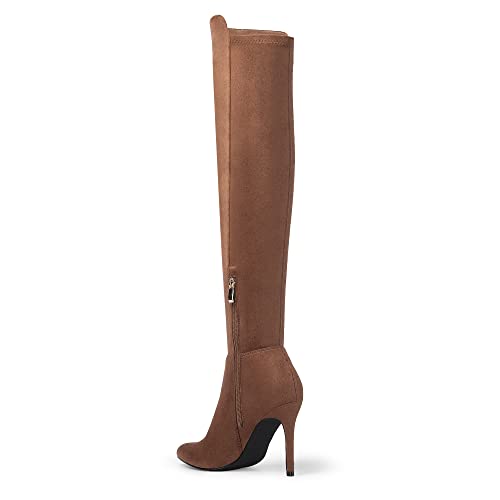 DREAM PAIRS DREAM PAIRS Women's Over The Knee Thigh High Boots Long Stretch Pointed Toe Stiletto High Heels Fall Sexy Boots,Size 9.5,Brown/Suede,SDOB2214W