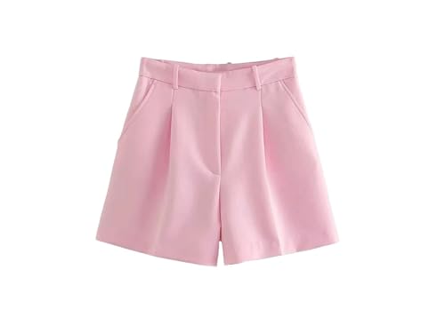 Short vintage avec poches latérales femme, vêtement taille haute rétro chic à fermeture éclair