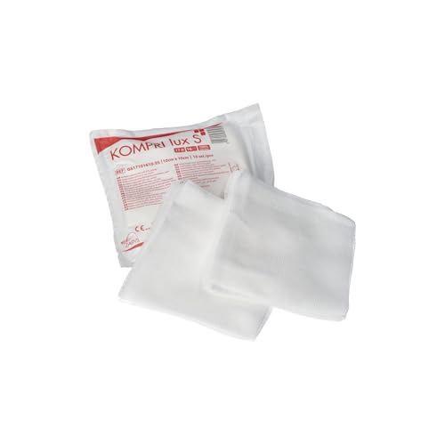 Compresas de gasa estériles KOMPRI lux S sin rayos X 17 hilos 16 capas 10 cm x 10 cm x 10 piezas