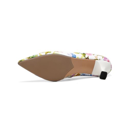 TinaCus Women's Pointed Toe Floral Genuine Leather Handmade Mid Heels Slip On Pumps Shoes4