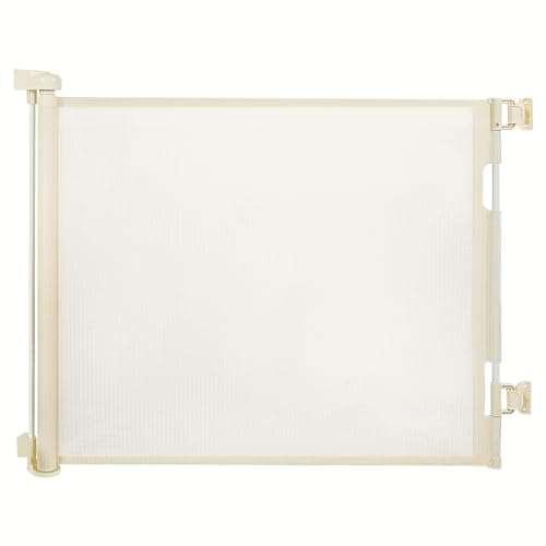 Image of dearlomum Retractable Baby Gate,Mesh Baby Gate or Mesh Dog Gate,33" Tall,Extends up to 55" Wide,Child Safety Gate for Doorways, Stairs, Hallways, Indoor/Outdoor（Beige,33"x55")