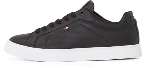 Tommy Hilfiger Herren Court Sneaker Icon aus Leder, Schwarz (Black), 44
