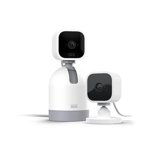 Blink Mini Pan-Tilt Camera | Bewegliche Plug-in-Überwachungskamera für den Innenbereich + Blink Mini – Kompakte, smarte Plug-in-Überwachungskamera
