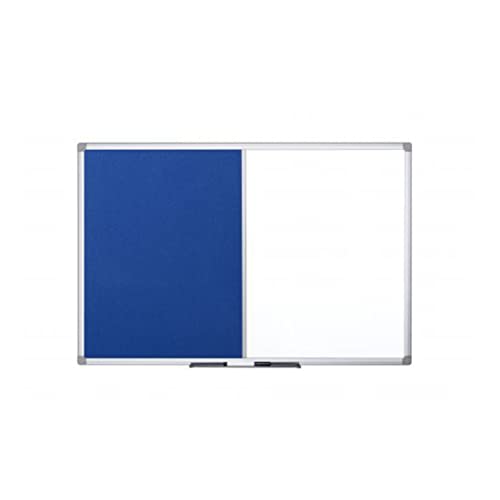 Display Genie Combination of Magnetic Dry Wipe Whiteboard & Felt Notice Board – Aluminium Frame – Lightweight – Pin-Up Board – Ideal for Offices & Home (Blue Felt) (1200 * 900mm)