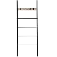 HOOBRO Handdoekhouder, handdoekenrek, handdoekenladder, ladderrek met 5 handdoekstangen, 5 afneembare haken, 60 x 2 x 177 cm, ruimtebesparend, industriële stijl, zwart EBB60CJ01
